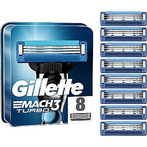 3x Gillette Mach 3 Turbo Pack Of 8 Replacement Shaving Razor Blades 100% Genuine