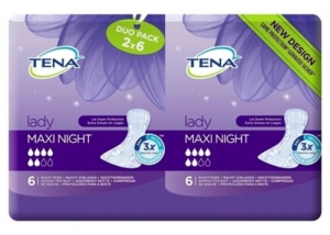 6x Tena X Incontinence Lady Maxi Night 12 Pieces 6 Drops