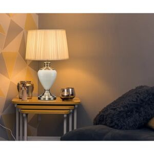 Astoria Grand Foran 57cm Classic Cream Antique Brass Table Lamp White 57.0 H X 36.0 W X 36.0 D Cm