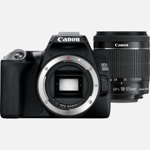 canon eos 250d dslr camera body, + ef-s 18-55mm f/4-5.6 is stm lens black