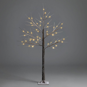 christow snowy twig tree with lights (4ft) - brown white