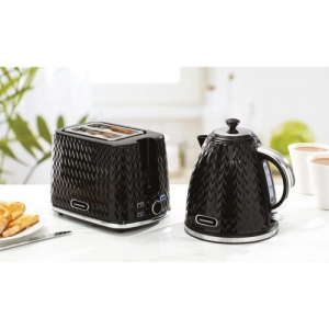 Daewoo Argyle 1.7l Kettle 3kw & 2 Slice Toaster Set- Black Sda1774/ Sda1773