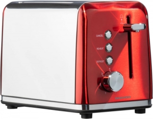Daewoo Kensington Toaster 2 Slice Defrost Reheat Stainless Steel Red Brand New