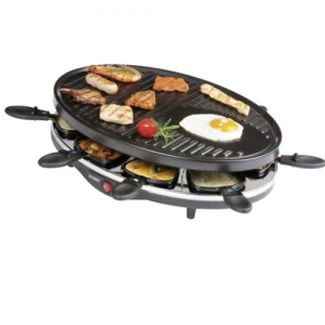 domo do9038g raclette grill function, non-stick coating, indicator light, 8 pannikins black