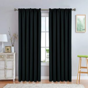 Ebern Designs Pencil Pleat Room Darkening Thermal Curtain Black 228.0 H X 228.0 W Cm