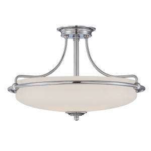 elstead griffin - 4 light semi flush ceiling light antique nickel, e27 - white