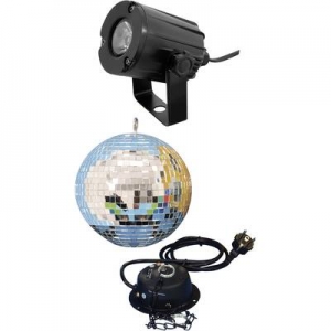 eurolite 50101856 led (monochrome) mirror ball set incl. led lighting, incl. motor 20 cm ice uomo