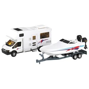 Happy People Miniature Camper With Boat Trailer