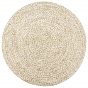 Highland Dunes Round Healy Solid Colour Hand Woven Hand Braided Area Rug Brown/white 210.0 W X 0.0 D Cm