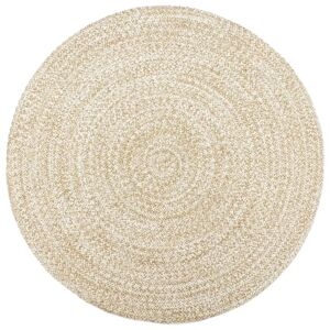 Highland Dunes Round Healy Solid Colour Hand Woven Hand Braided Area Rug Brown/white 180.0 W X 0.0 D Cm