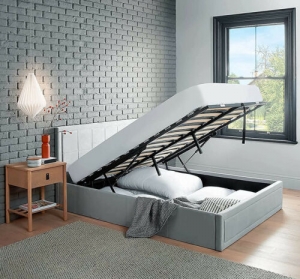 Home Treats Upholstered Ottoman Bed With Mattress Gray 89.5 H X 127.0 W Cm