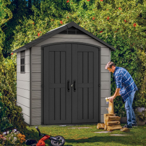 keter premier 7 x 7ft outdoor garden apex storage shed - grey