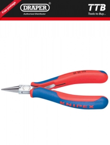 knipex 35 32 115 electronics pointed-round jaw pliers, 115mm red