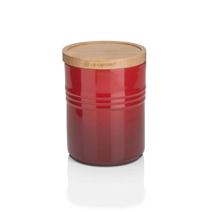 le creuset cerise stoneware medium storage jar red