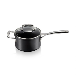 Le Creuset Toughened Non-stick Saucepan With Glass Lid Black/brown 15.81 H X 17.1 W Cm