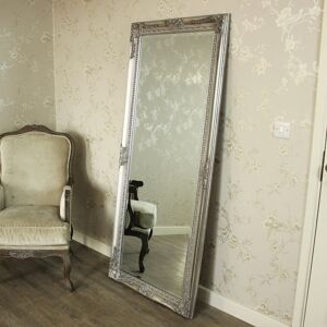 melody maison large ornate wall/floor mirror 176cm x 76cm silver