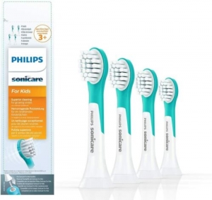 philips sonicare sonicare for kids 4+ electric toothbrush brush attachments 4 pc(s) light green, white unisex