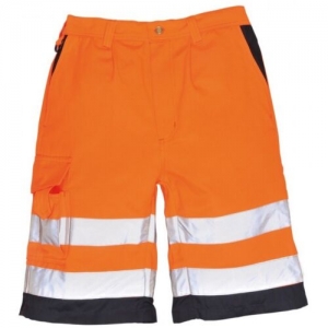 Portwest Hi Vis Viz Safety Work Shorts Mens Multi Pockets Ppe Workwear Summer