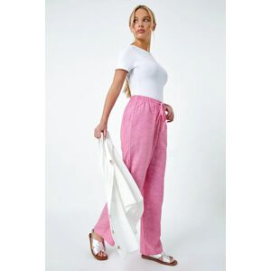 Roman Petite Petite Linen Mix Wide Leg Trousers In Pink 14 Female