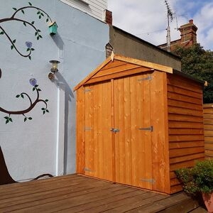 shire 4 x 6ft double door overlap garden shed with no windows natural