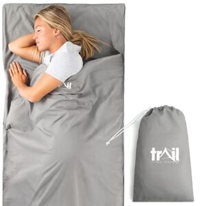 Sleeping Bag Liner Single Adult Envelope Rectangle Lightweight With Pillow Slot