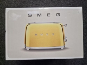 smeg 50's retro style tsf01gouk 2-slice toaster - gold, green