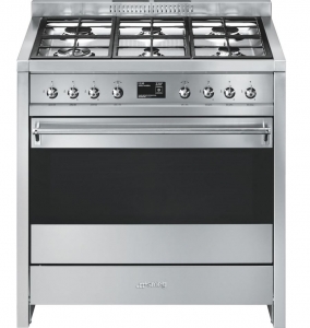 Smeg Opera 90cm Dual Fuel Single Oven Range Cooker - Stainless Steel A1-9