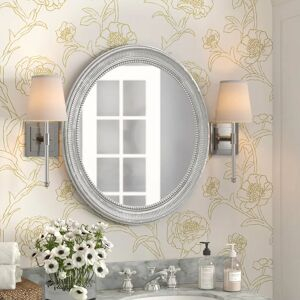 Three Posts Burbage Oval Plastic Framed Wall Mounted Accent Mirror Gray 71.12 H X 60.96 W X 5.0 D Cm