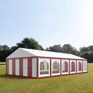Toolport 6x12m Marquee / Party Tent W. Ground Frame, Pvc 750, Red-white - (7228)