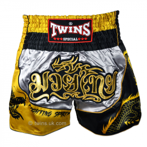 twins special tbs-dr1 twins -gold dragon muaythai shorts silver