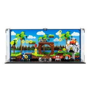 Wicked Brick Display Case For Lego® Ideas: Sonic The Hedgehog™ – Green Hill Zone (21331) - Display Case With Printed Background